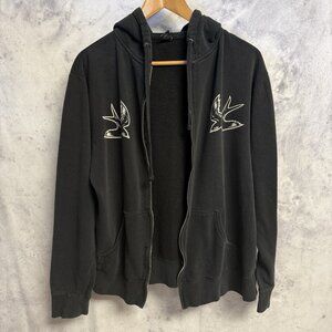 Vintage Innes Skate Hoodie Sweatshirt Mens Large Black BROKEN ZIPPER